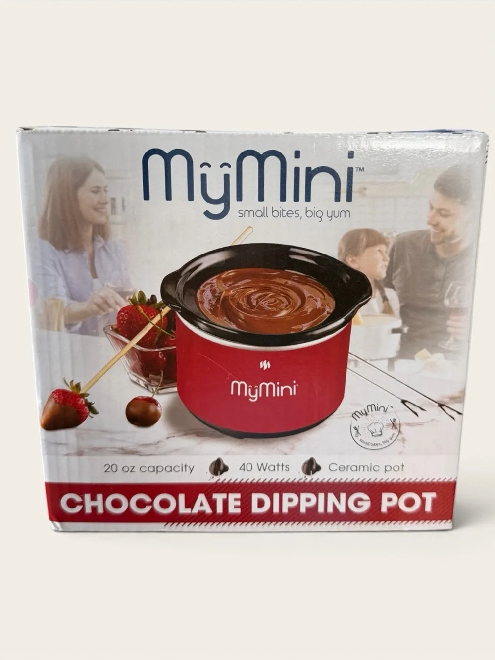My'~Mini 20 Oz Chocolate Fondue Dipping Pot, 40-Watts, Red NIB